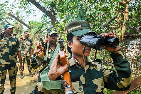 BSF personnel near India-Bangladesh border in Agartala
